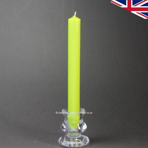 20cm Traditional Drawn Lime Green Rustic Dinner Candles